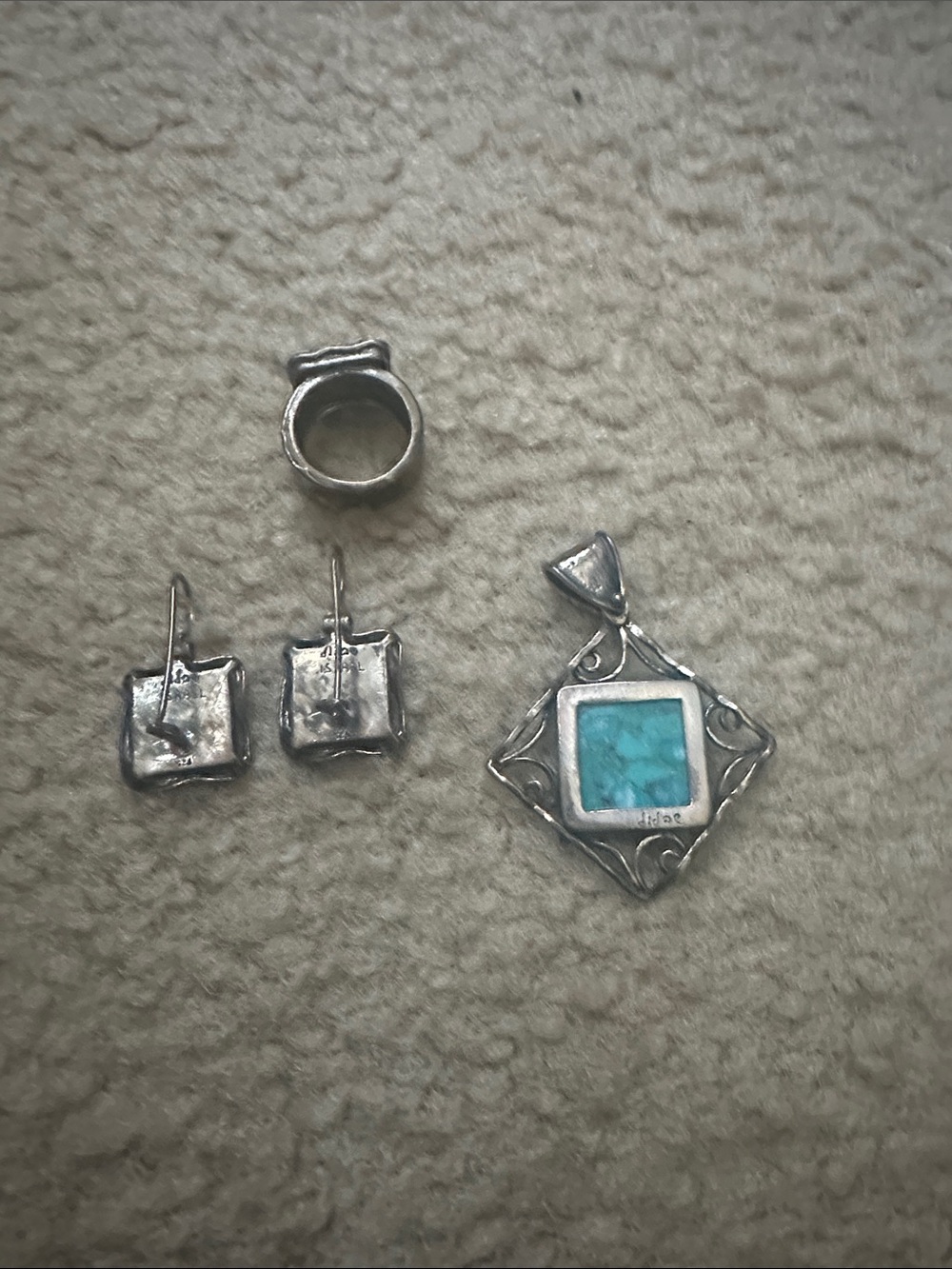 Antique Silver Turquoise Set - Picture 2 of 2